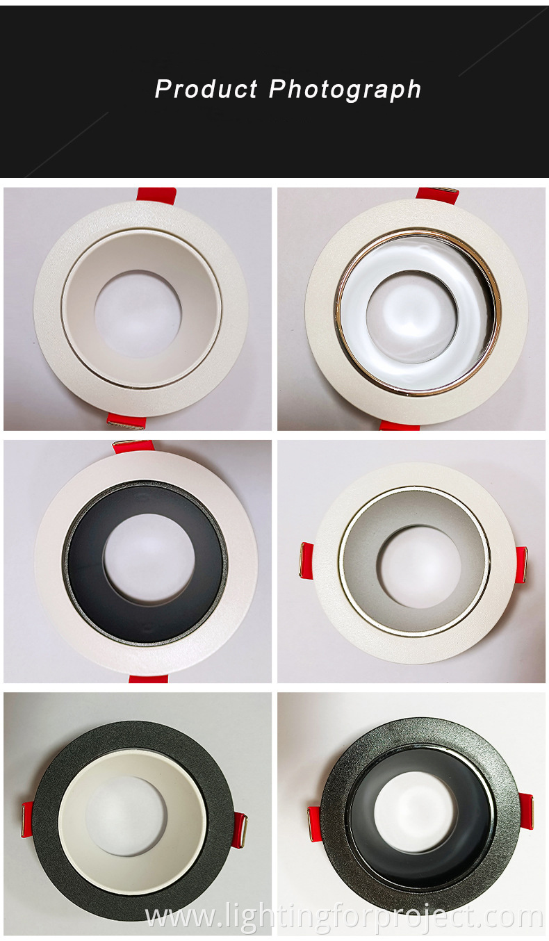 Medium and low style round fixed recessed ceiling frame apply to Gu5.3 Gu10 Mr16 Led ceiling Spotlight
